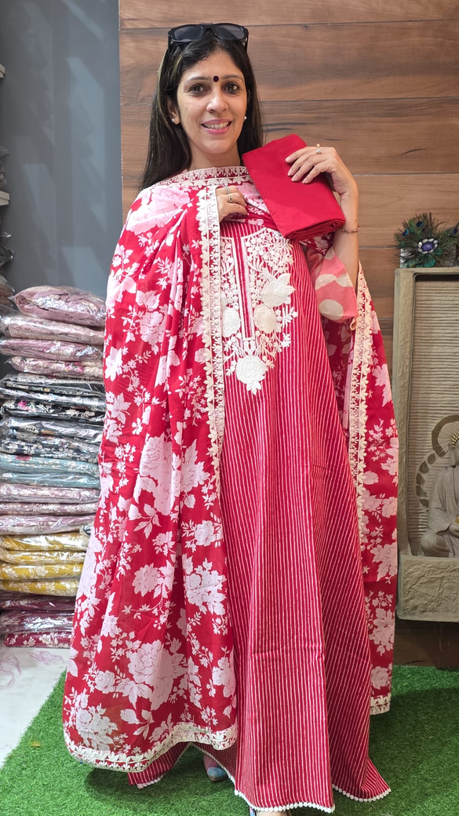 Premium Pure Cotton with Muslin Cotton Dupatta  ( Suit No 13)