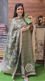 Premium Tussar Silk ( Green ) suit no 15 image 2