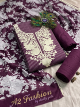 Premium Pure Cotton with Muslin Cotton Dupatta  ( Suit No 12) image 1