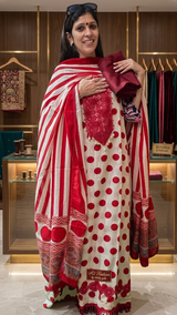 Evergreen Polka Maheshwari Silk (Red) image 2
