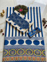Evergreen Polka Maheshwari Silk (Blue) image 1