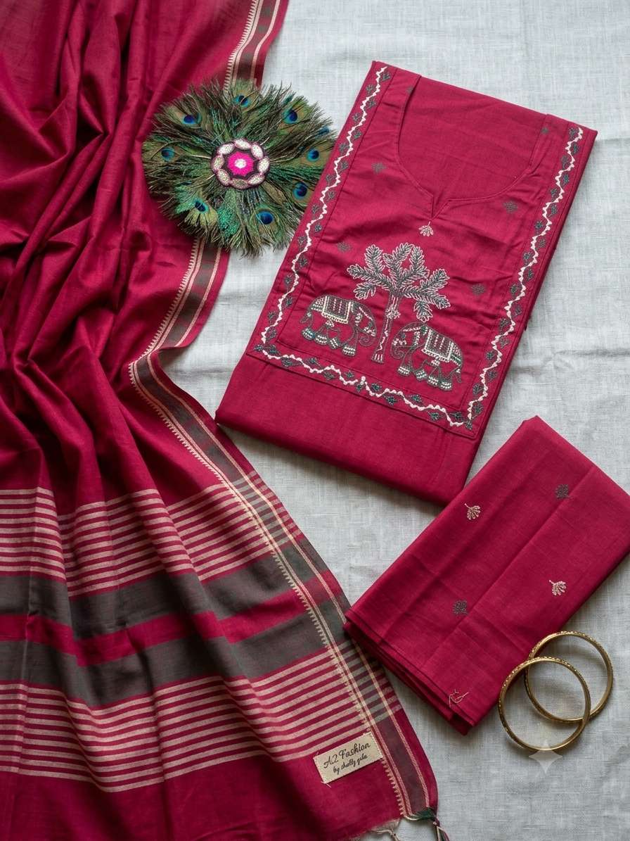 Premium Handloom Cotton ( Red)