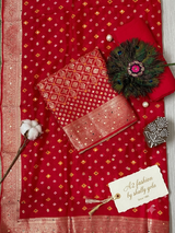 Exclusive Khadi Georgette with Mirror work ( Red ) image 2