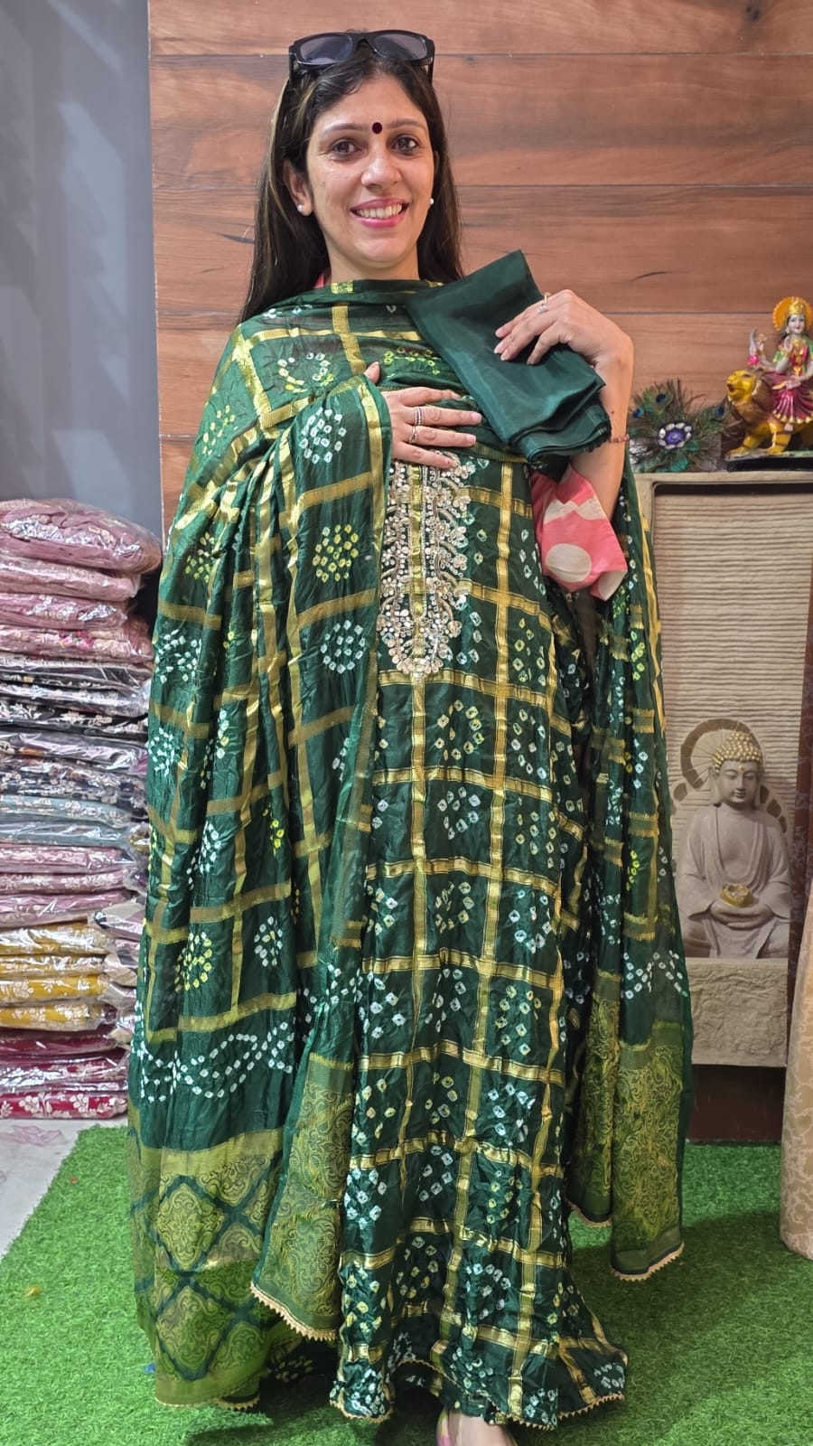 Beautiful Gharchola Vibes ( Bottel Green ) Suit No 1