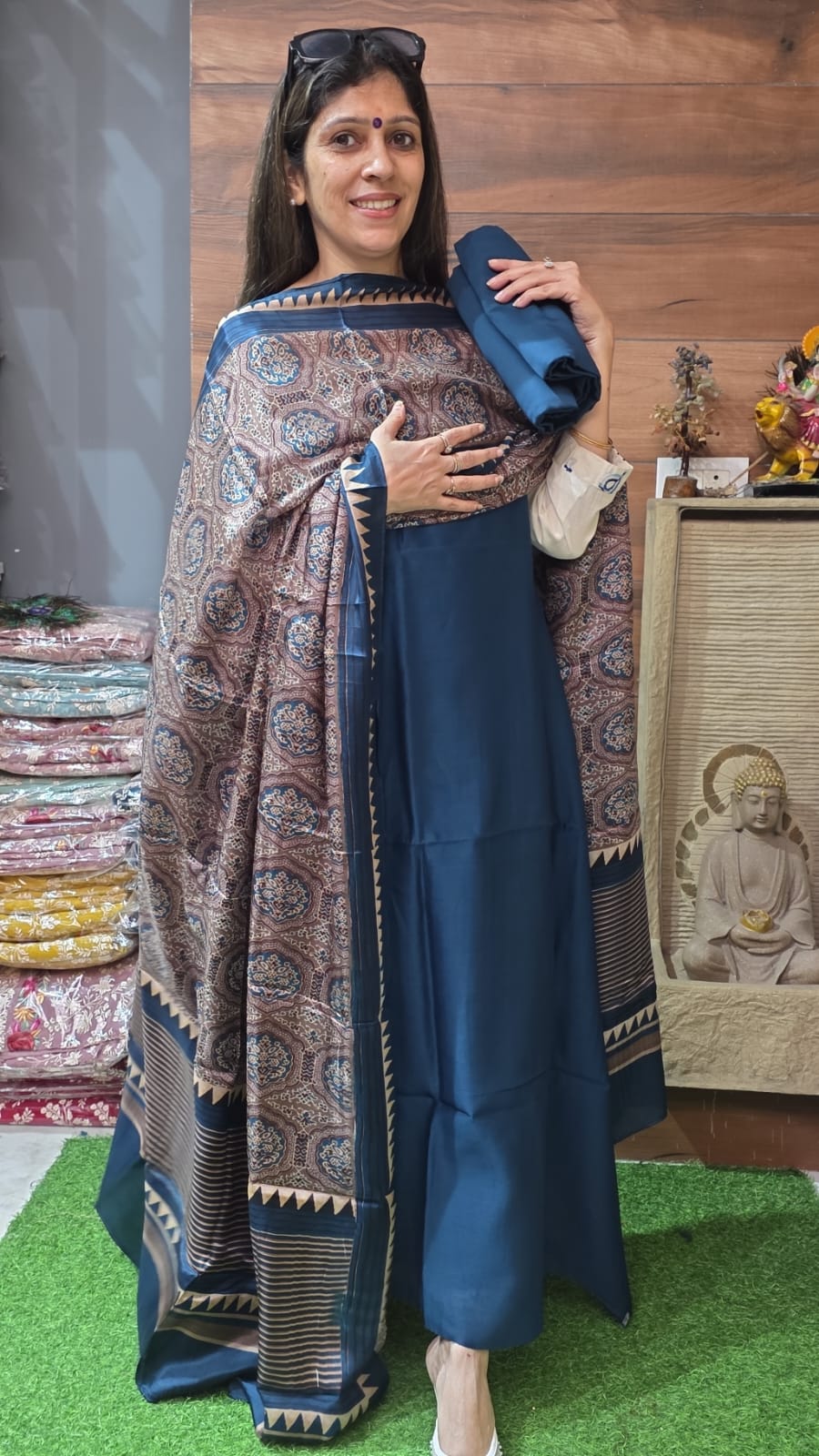 Pure Maheshwari  with Tabby Silk Dupatta (Suit no 25)