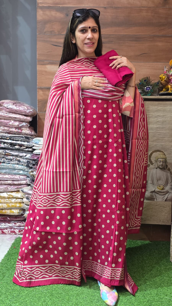 Polka Maheshwari Silk Pink  ( Suit 30 )