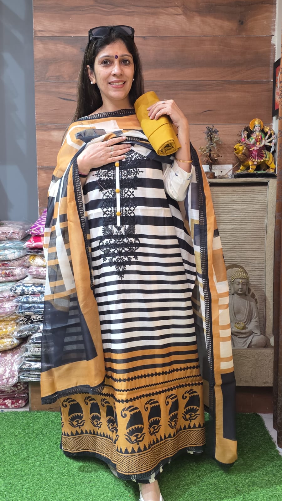 Designer Soft Chanderi Yellow (Suit no 3)