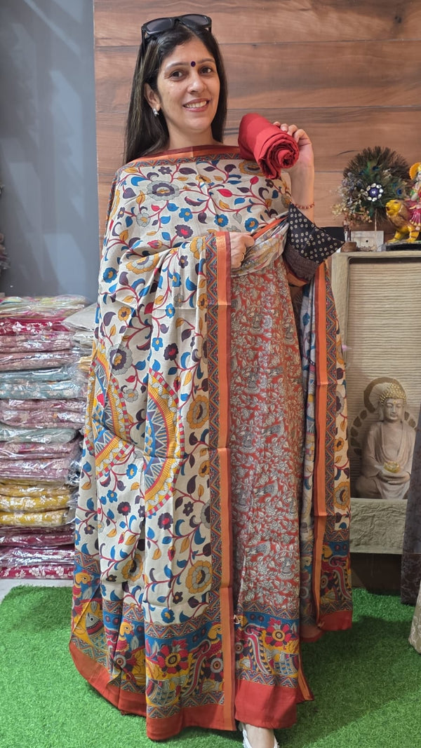 Maheshwari silk ( Rust ) Suit no 4