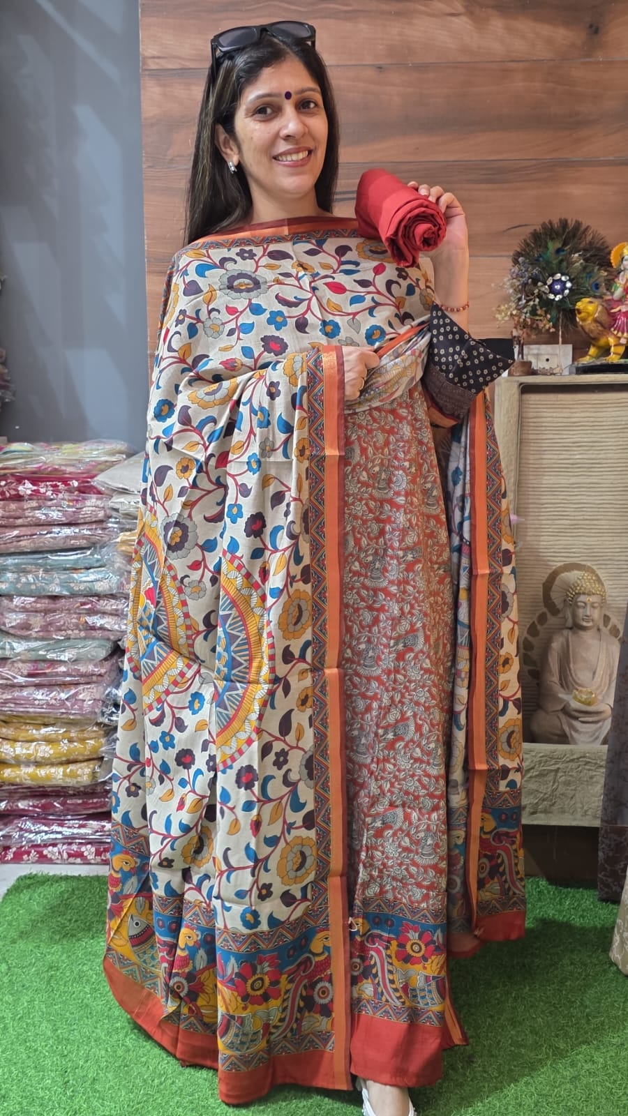 Maheshwari silk ( Rust ) Suit no 4