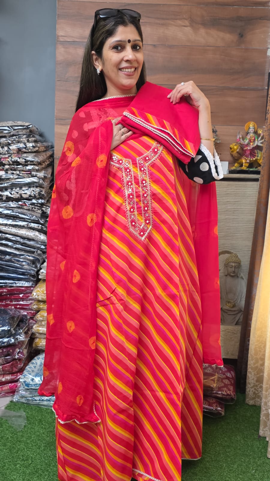 Red Premium Lehriya Cotton