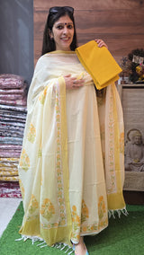 Pure Cotton with Block Print ( Sunshine yellow ) Suit no 7 image 2