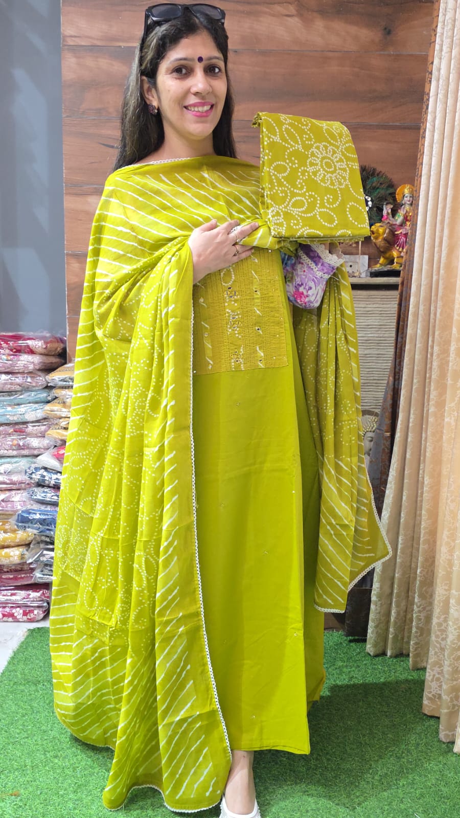 Pure Cotton Parrot Green  colour(Suit no 9)