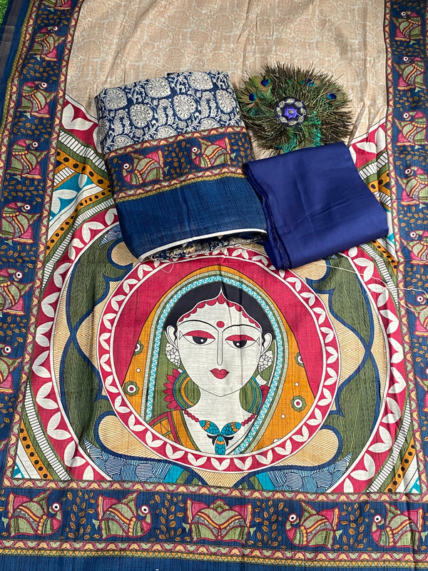 Maheshwari Cotton Kalamkari - Blue