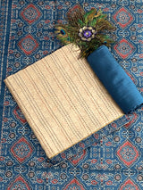 Designer Maheshwari Silk with kanta work ( Blue ) image 2