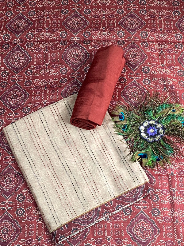 Designer Maheshwari Silk with kanta work ( Red )