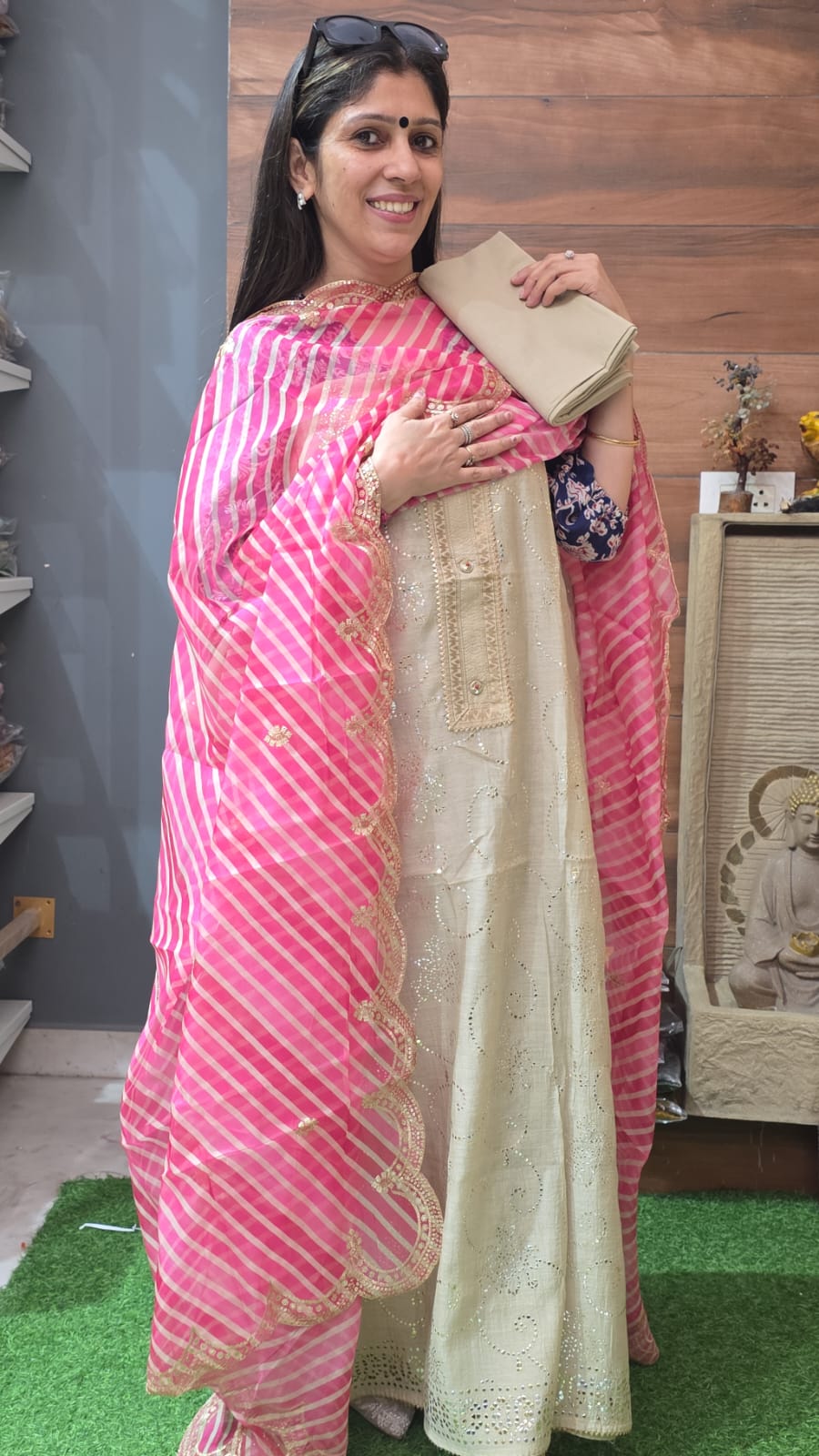 Beautiful Mul Chanderi Badla Work
