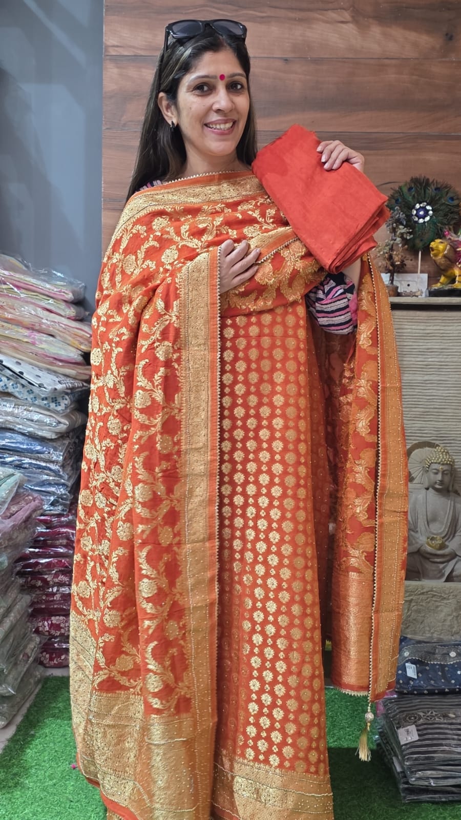 Beautiful Orange Khadi Georgette