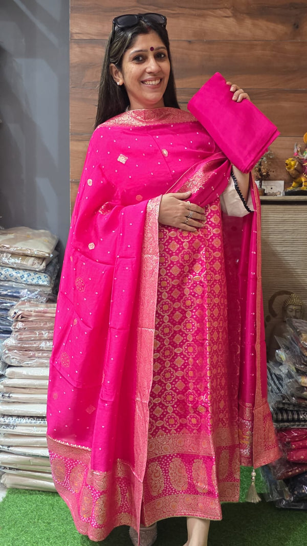 Beautiful Rani Pink Dola Silk