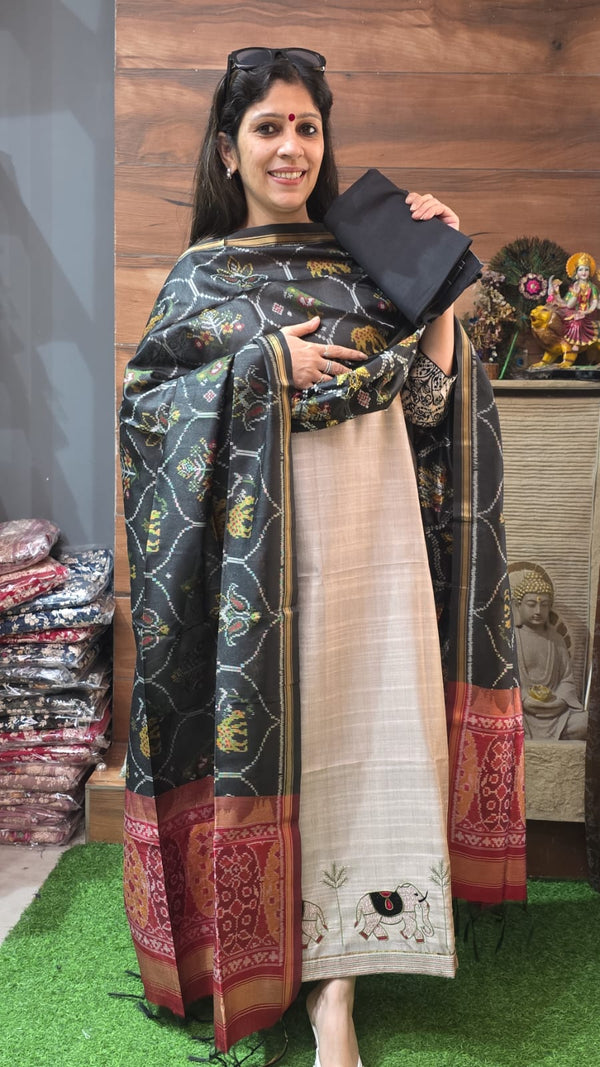 Beautiful Tussar Silk with Patola Dupatta