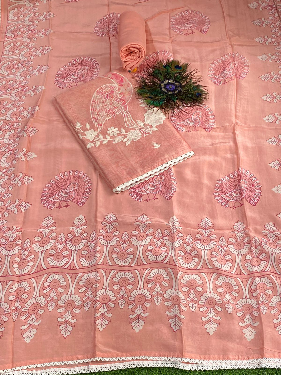 Designer Soft Chanderi with Modal Silk Dupatta  ( Suit no 24)