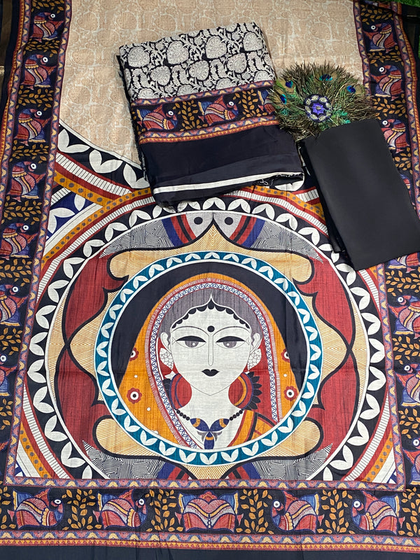Maheshwari Cotton Kalamkari - Black