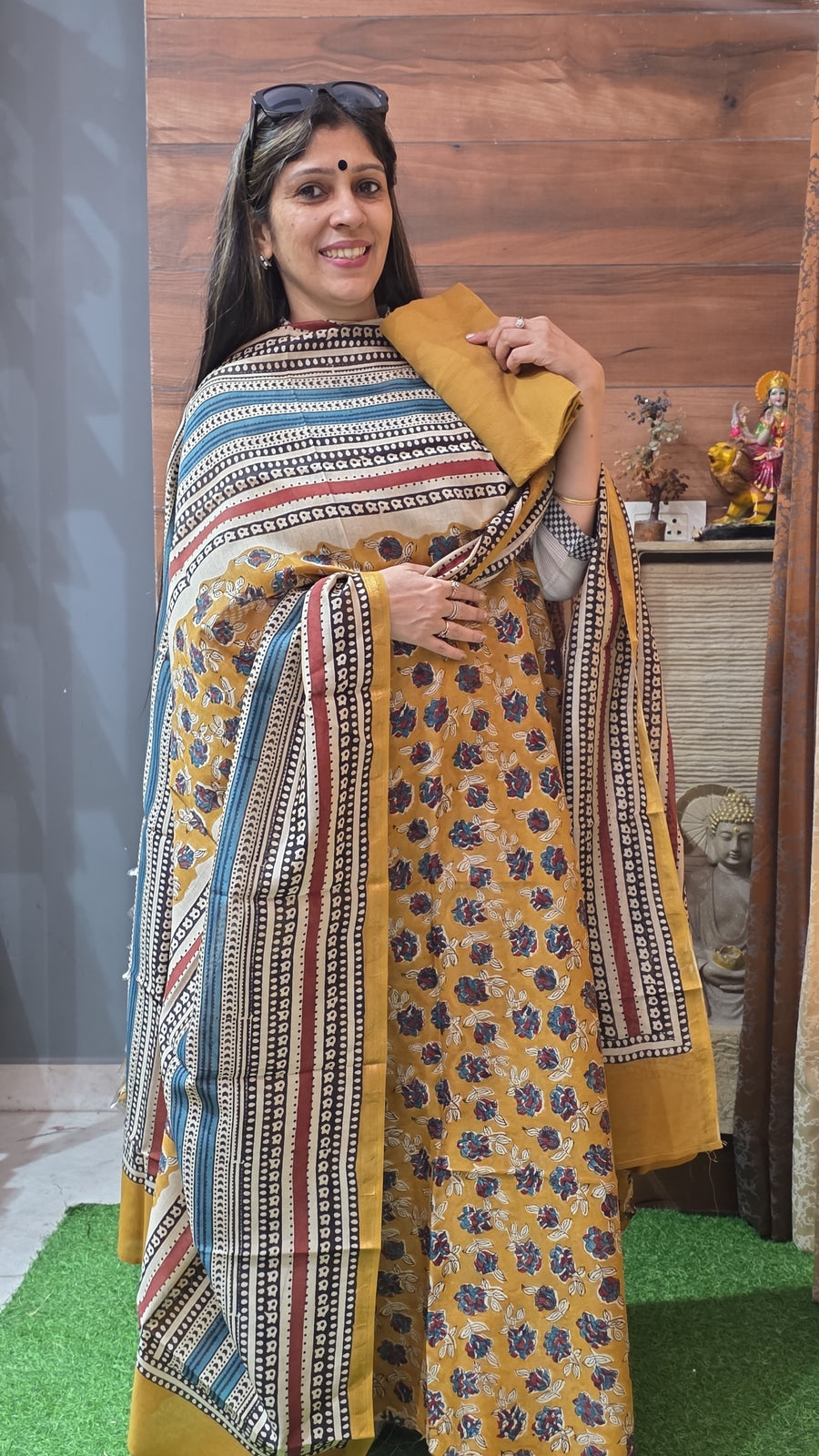 Block Print Pure Maheshwari Silk