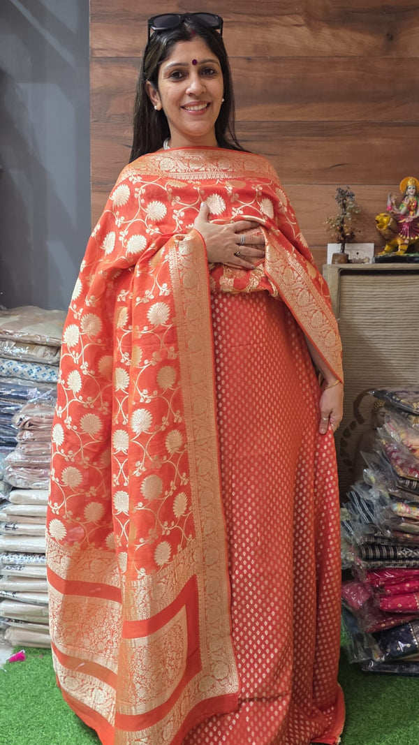 Dark Hot Orange Georgette
