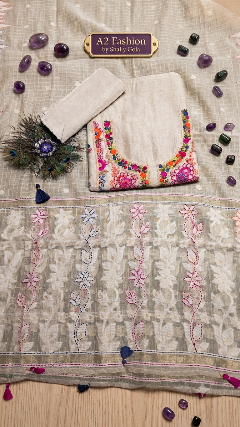 Designer and Classy Jamdhani suit with work