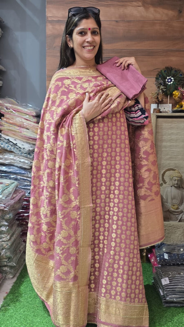 Dusky Rose Khadi Georgette