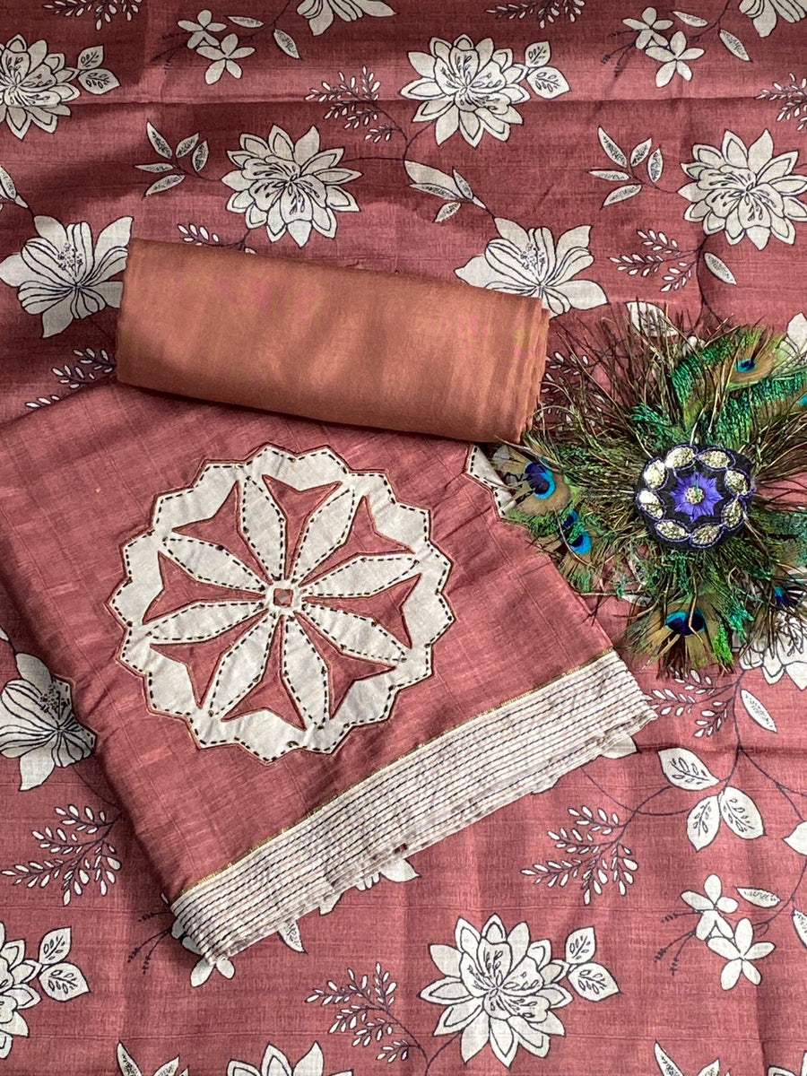 Premium Tussar Silk ( Rose Gold) suit no 16