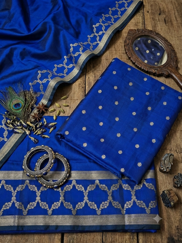 Exclusive Electric Blue Mashru Silk