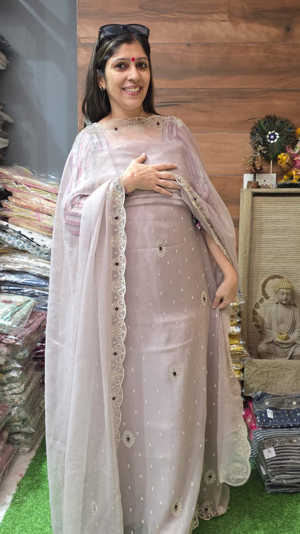 Exclusive Pastel Mauve Handwork