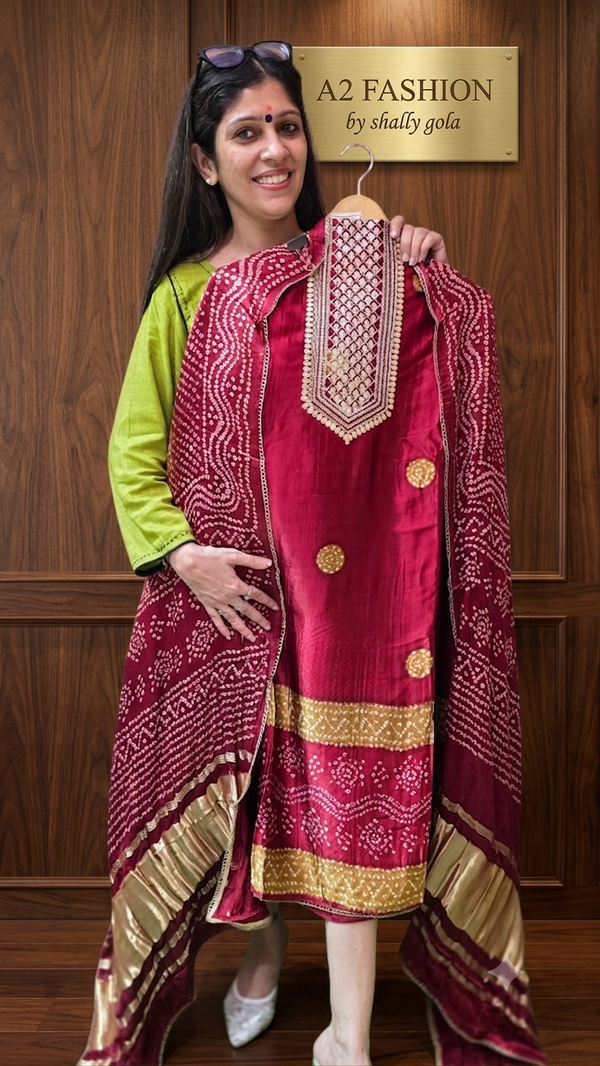 Stylish Gajji Silk Cherry Red