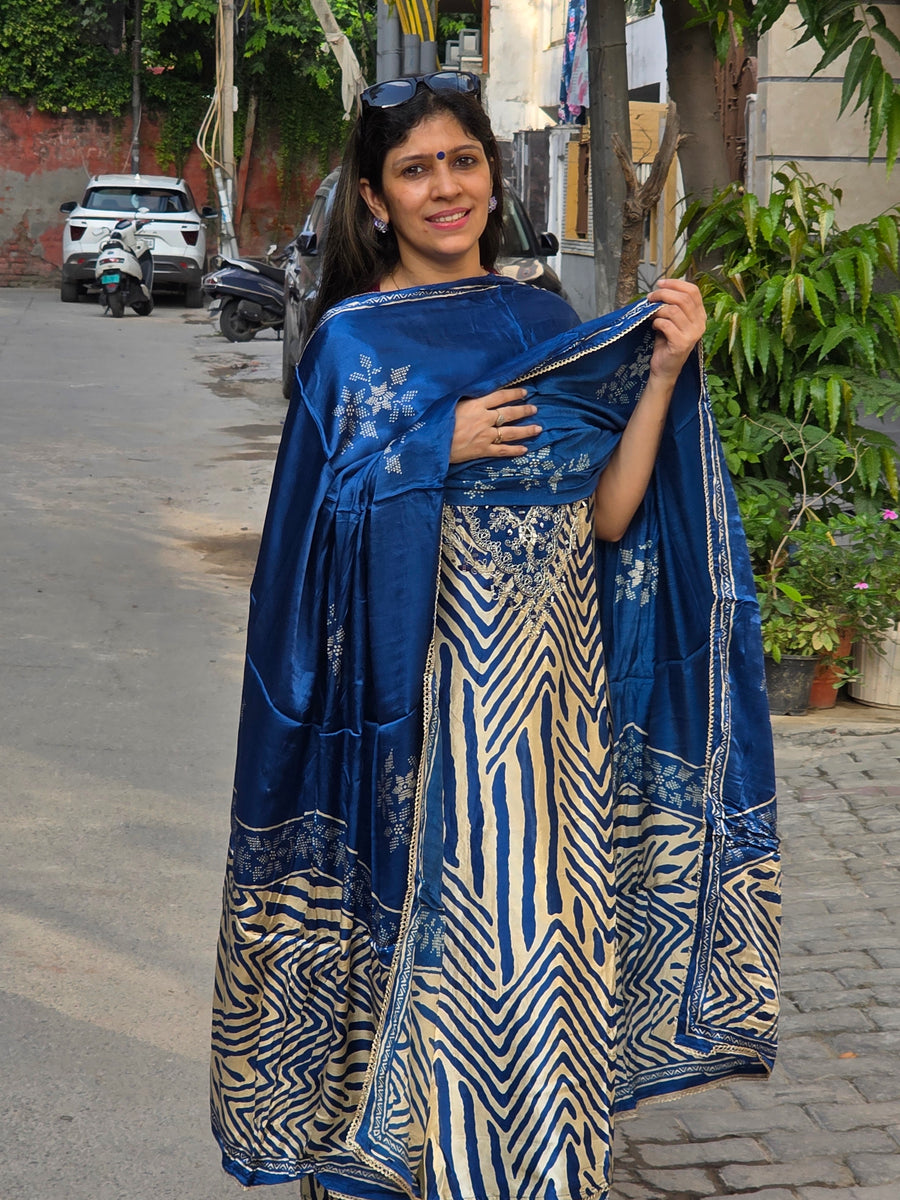 Exclusive and Super Quality Gaji Silk ( Blue )