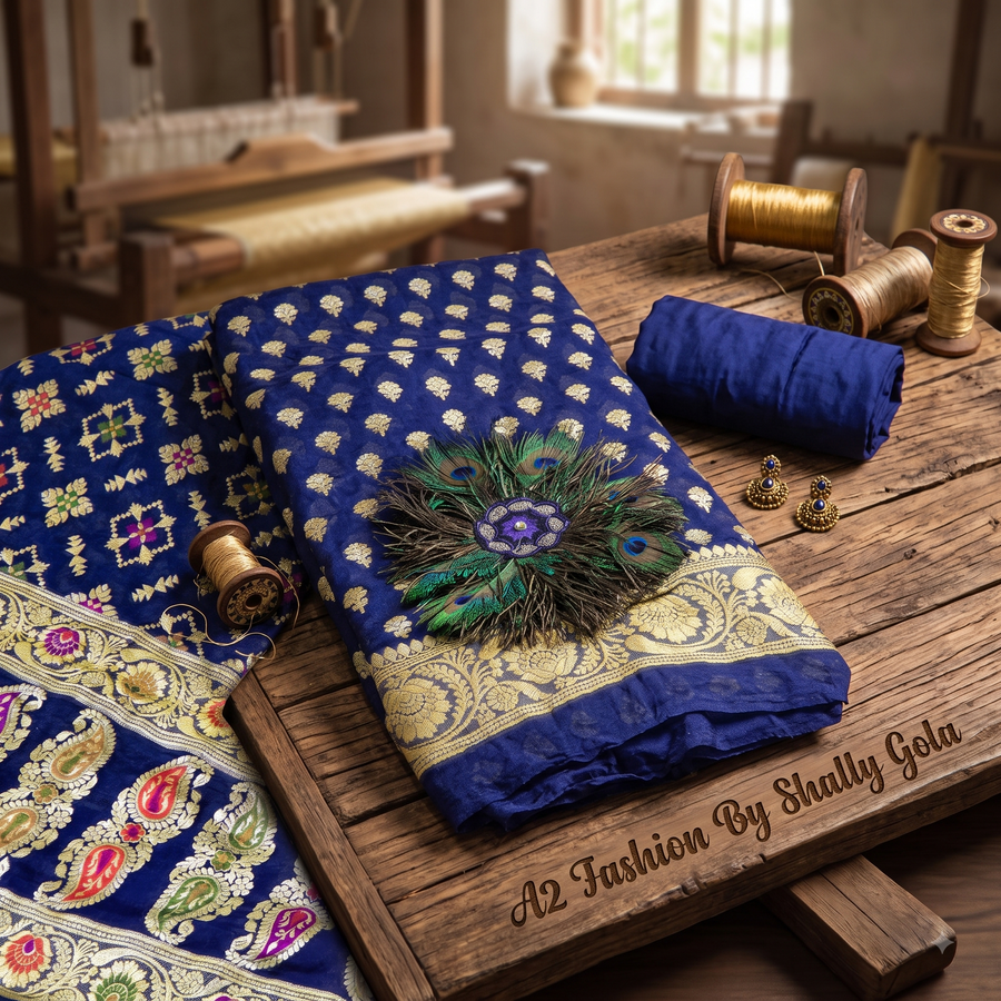 The Royal Blue Pure Khaddi Georgette