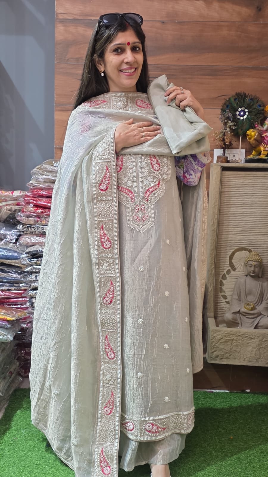 Graceful Crush Shimmer Silk Suit