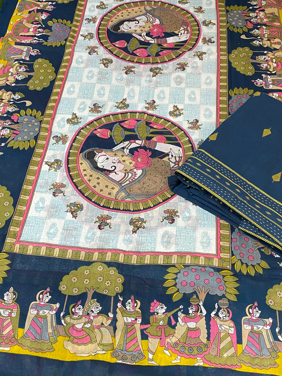 Handloom Cotton Suit – BLUE