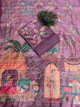 Designer Tussar Maheshwari Silk ( Wine) image 3