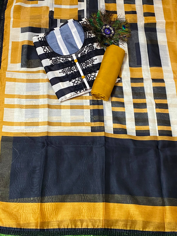 Designer Soft Chanderi Yellow (Suit no 3)