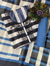 Designer Soft Chanderi Blue colour (Suit no 5) image 2