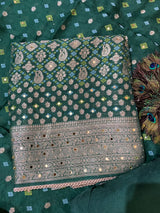 Exclusive Khadi Georgette with Mirror work ( Green ) image 2