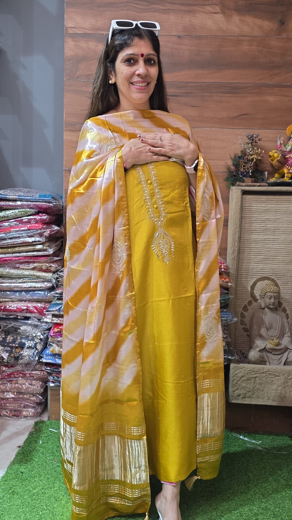 Beautiful Russian silk with Gajji Silk  ( 9th Oct )