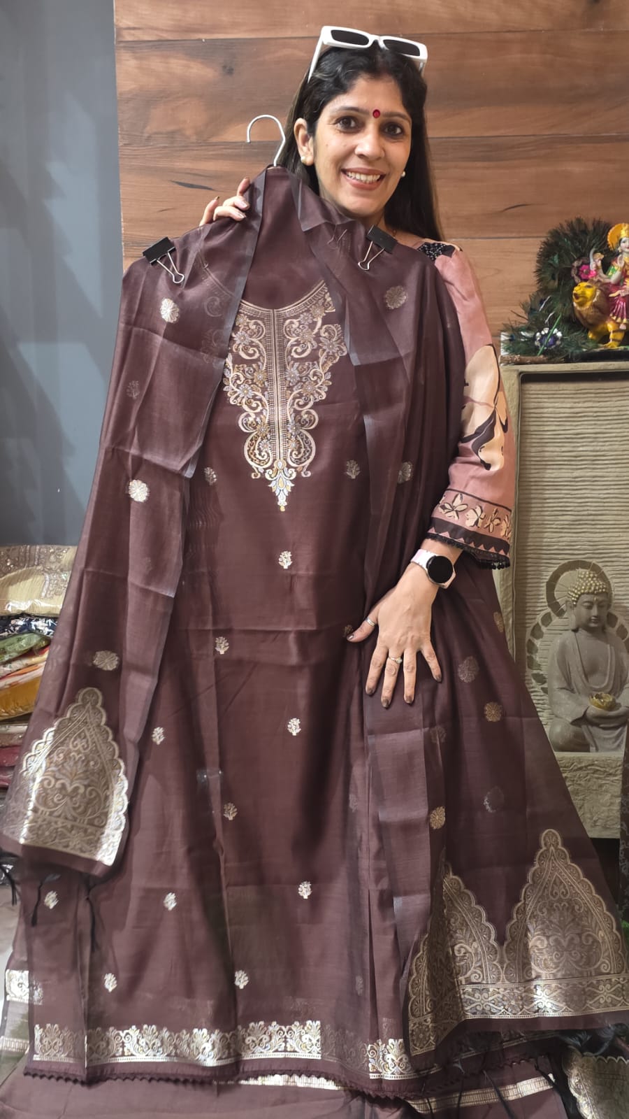 Dil khush suit Super Quality Brown  kanjiviram silk  ( 24 oct ) (Copy)