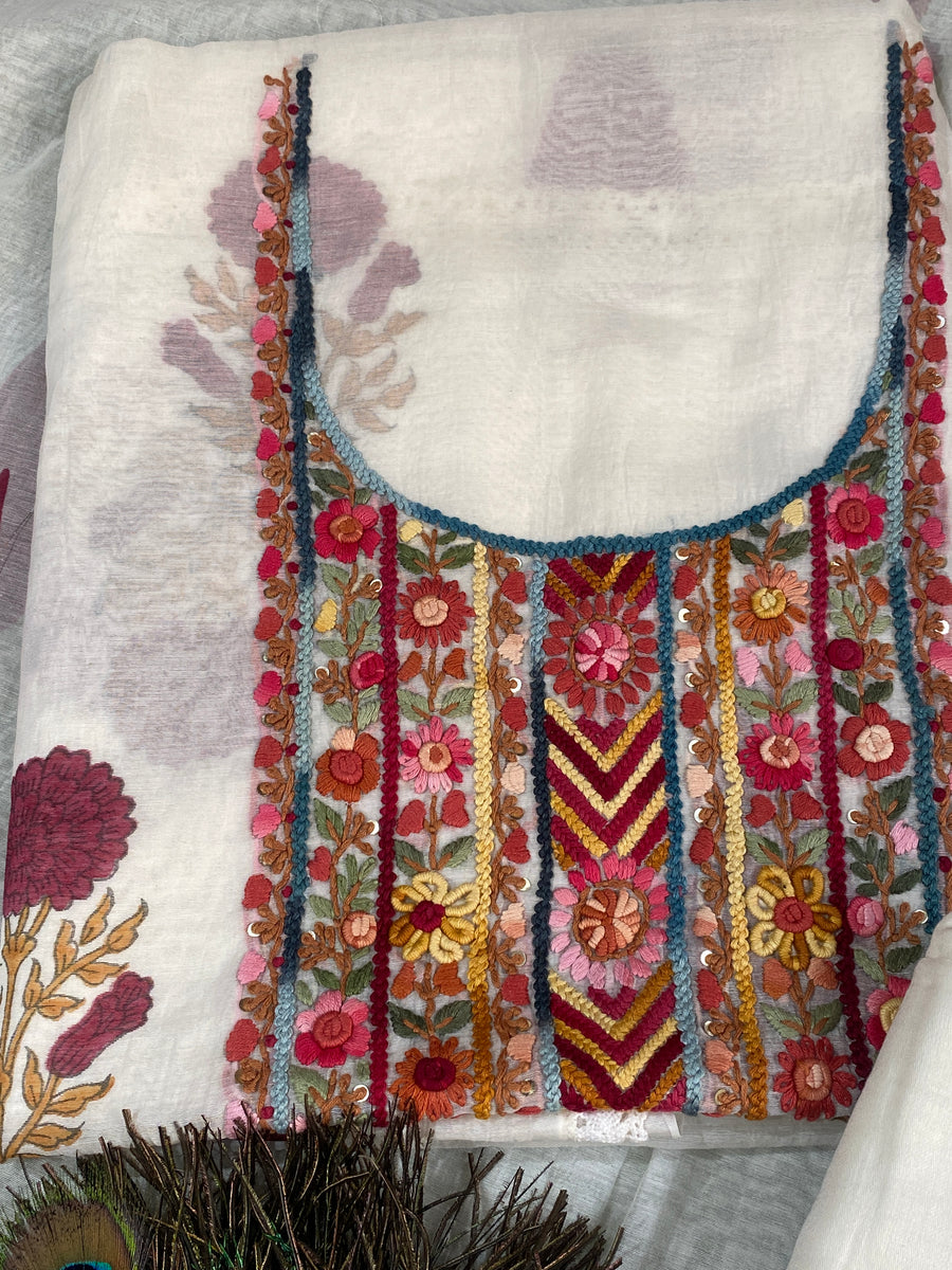 Hand Made Natural Color Printed Pure Mul