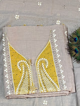 Ambisious Yellow & Pink Neck Work - Pure Mul image 1