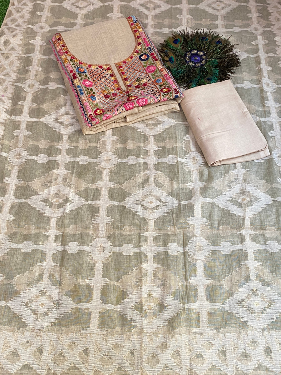 Jamdani Suit – Embroidered Knot Work