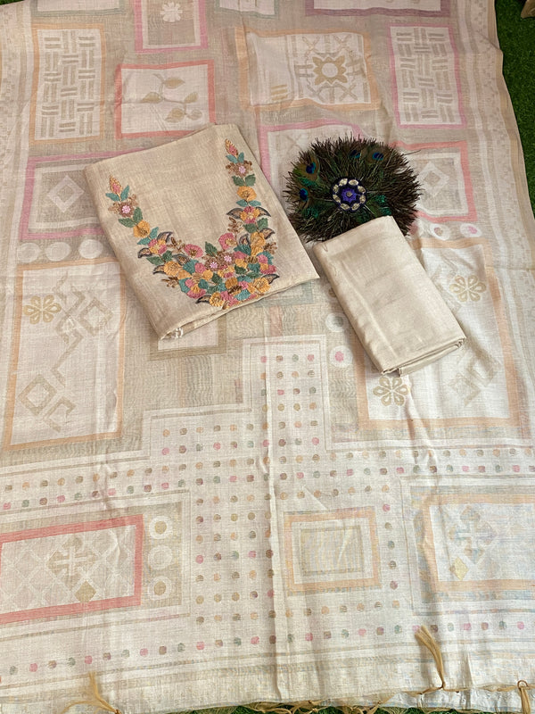 Jamdani Suit – Flower Thread Work