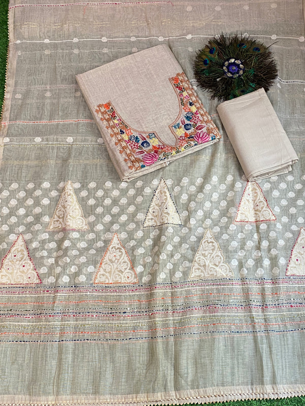 Jamdani Suit – Faded Golden Work