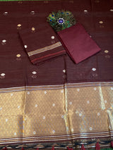Jamdani Suit – Brown Golden Work image 1