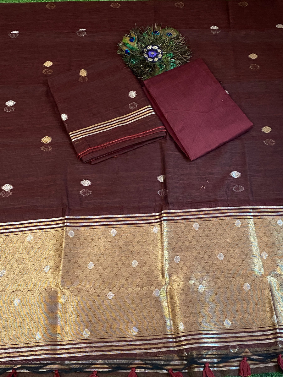 Jamdani Suit – Brown Golden Work